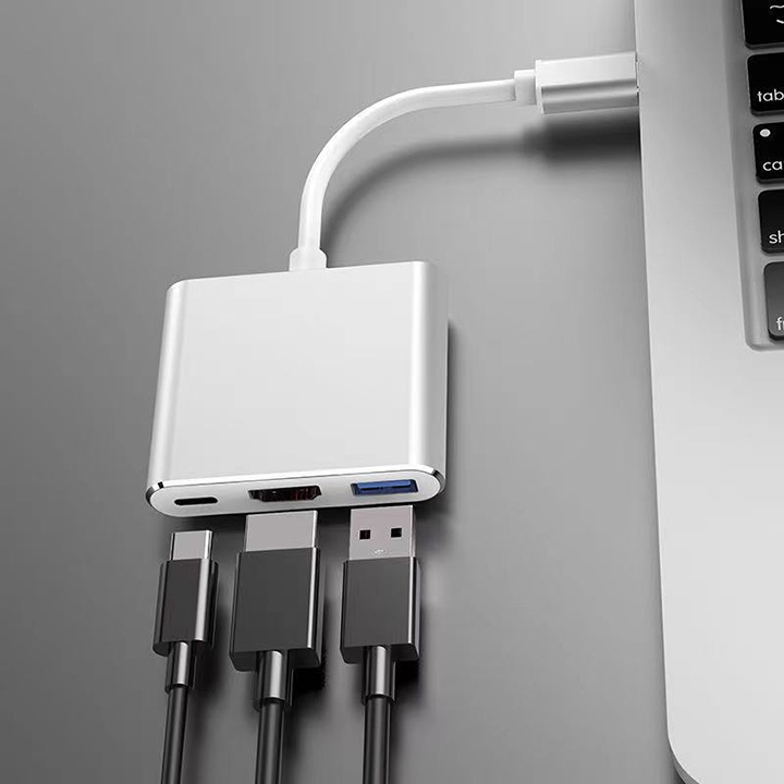 Hub Chuyển Đổi Type C Sang 3 Cổng USB 3.0, HDMI, Type C