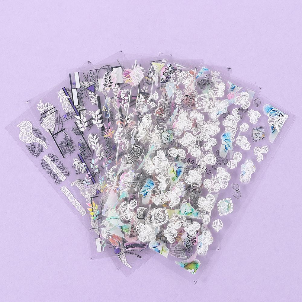 Hình Dán Trang Trí Móng Tay Acrylic Màu Trắng Đen Kiểu Pháp