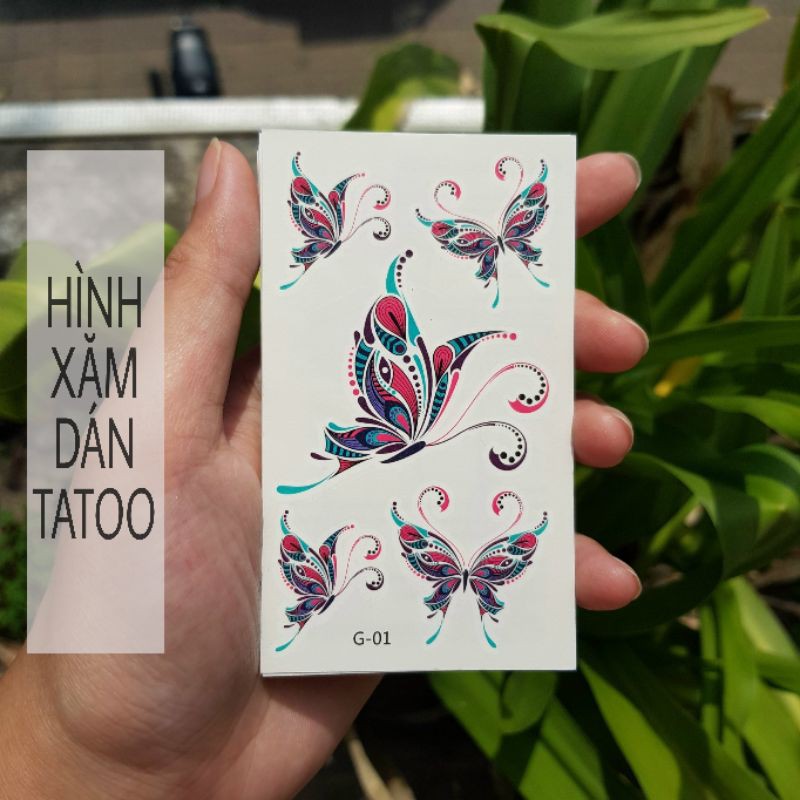 Hình xăm bướm biến tấu g01. Xăm dán tatoo mini tạm thời, size &lt;10x6cm