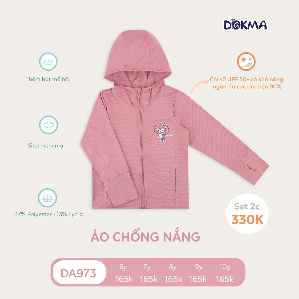 DA973 Áo chống nắng cho bé Dokma size đại (6-10T)