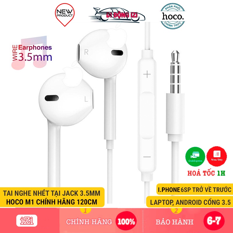 Tai Nghe Nhét Tai 3.5mm Hoco M1 - Tích Hợp Mic Và Nút Chỉnh Volume Cho iP, Samsung, Android [CHÍNH HÃNG]