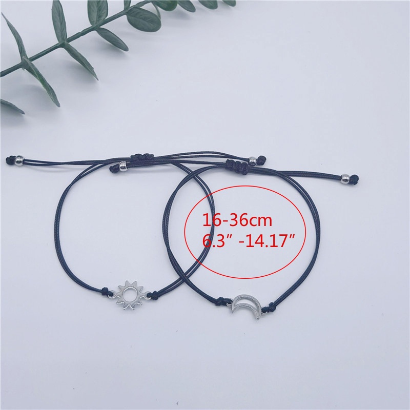 Set 2 Vòng Tay Mặt Hình Mặt Trời Mặt Trăng Sáng Tạo Cho Cặp Đôi
