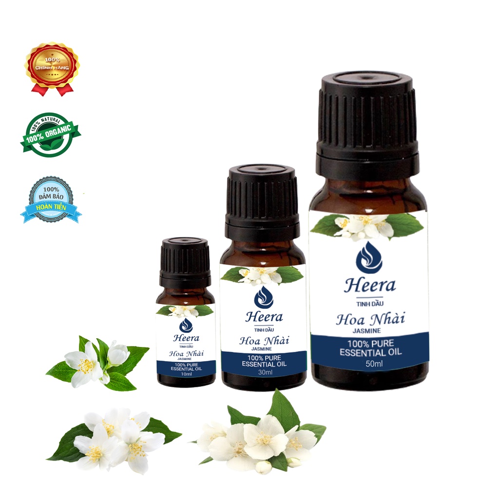 Tinh dầu thiên nhiên, tinh dầu thơm phòng nguyên chất Hoa Nhài Jasmine Heera không pha tạp chất, có giấy kiểm định COA