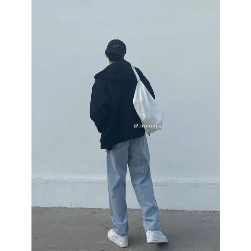 Quần jean baggy ống rộng INVENNUS quần bò nam nữ dáng suông phong cách | designed by VENNI - VN11 xanh nhạt