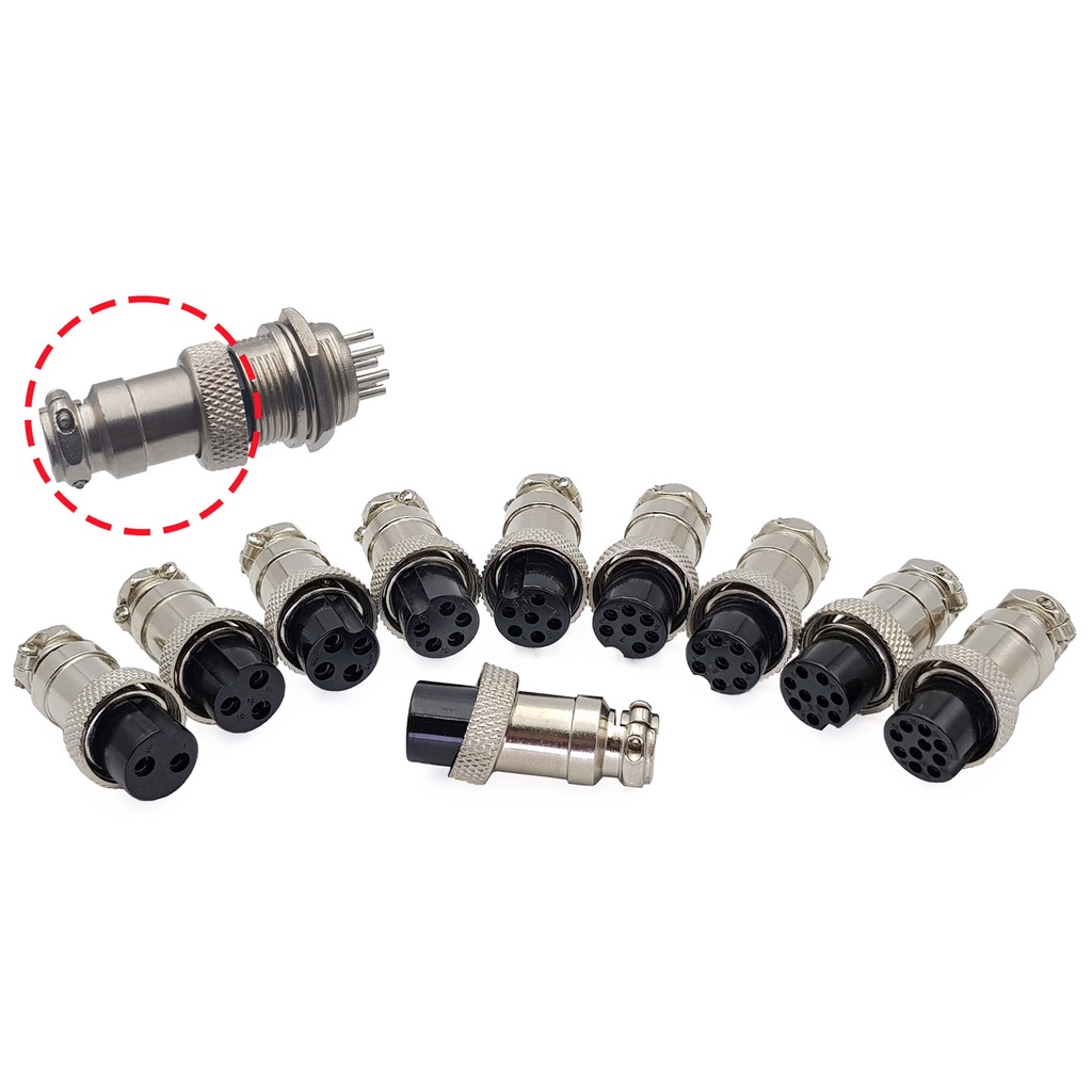 Đầu nối tròn GX12 đầu cái - đầu đực / 2 - 3 - 4 - 5 - 6 - 7 chân
