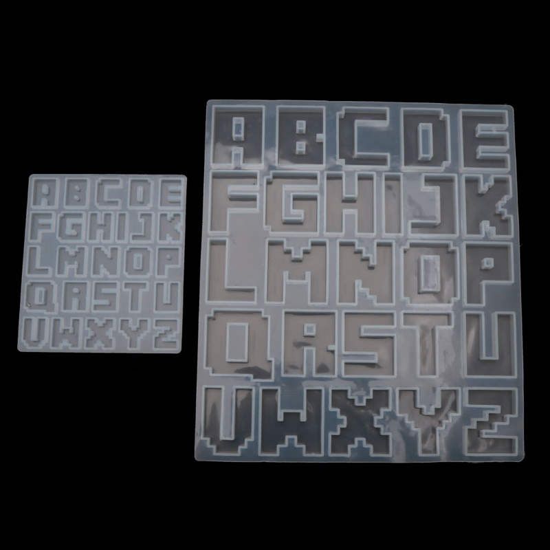 Khuôn Làm Móc Khóa Bằng Nhựa Epoxy Hình Chữ Pixel Sáng Bóng DIY