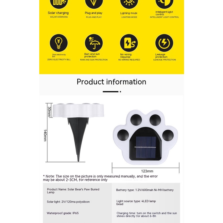 Đèn Trang Trí Sân Vườn Hình Bàn Tay Gấu Bằng Năng Lượng Mặt Trời Chống Thấm Nước