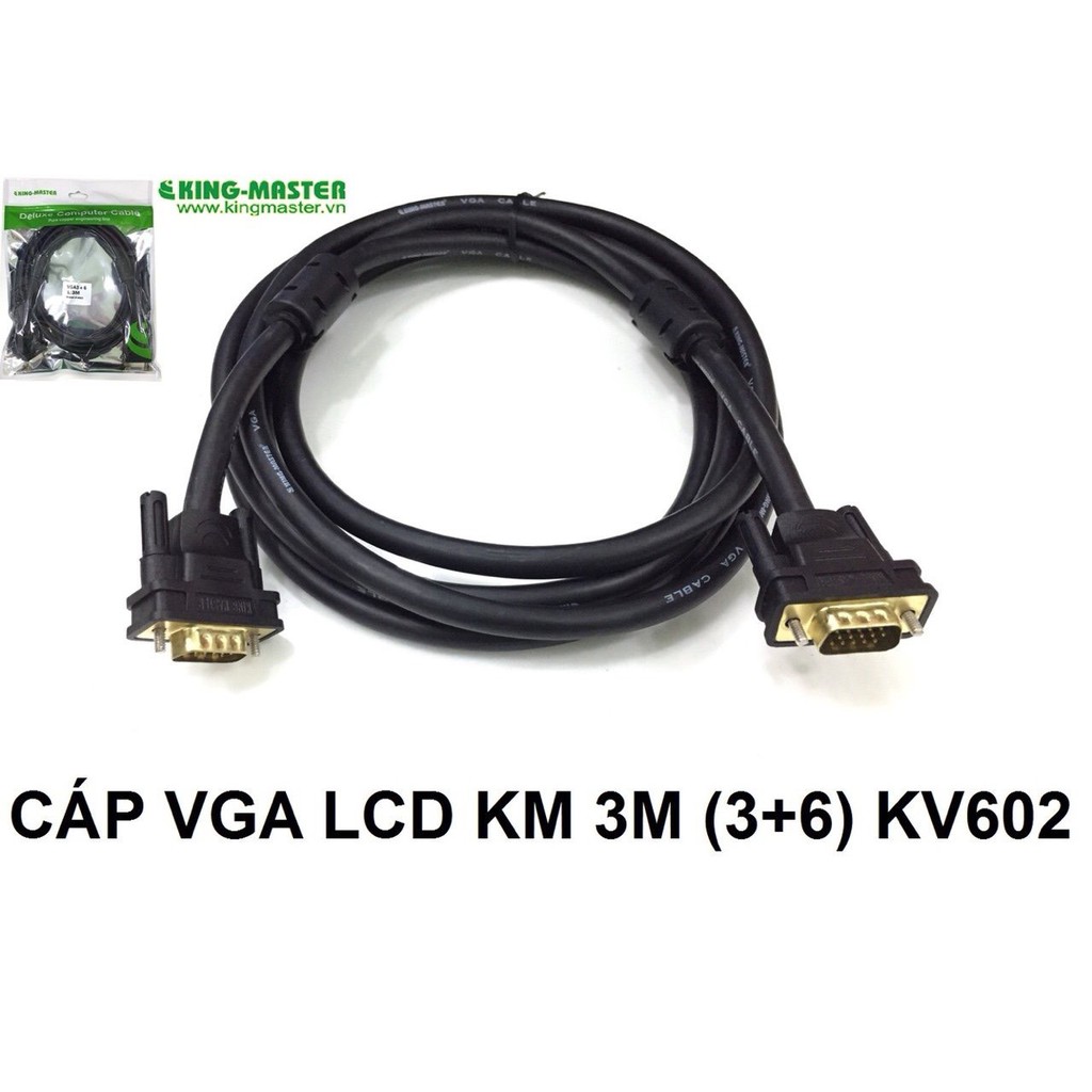 CÁP VGA MÀN HÌNH LCD KINGMASTER 3+6 TỪ 1.5M ĐẾN 20M KM 1.5M KV 601, 3M KV 602 , 5M KV 603 . 10M KV 604