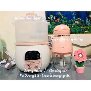 [Combo nồi nấu cháo chậm Bear thần thánh và máy xay cầm tay hatties cho bé ăn dặm kiểu nhật