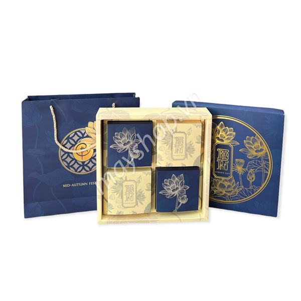 Hộp trung thu 4 bánh Sen phú quý - Xanh