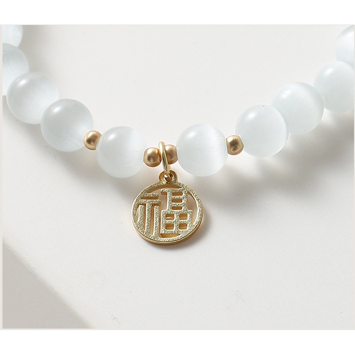 [Hàng Mới] Vòng Đeo Tay Hạt Đá Opal Fu Nhỏ Nhắn