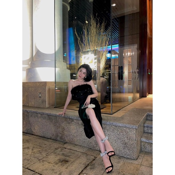 Đầm cup viền lông thỏ