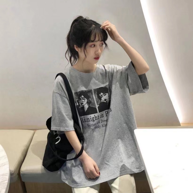 100% cotton short-sleeved T-shirt for female students 2021 spring and summer new style Korean student loose BF lazy blouse