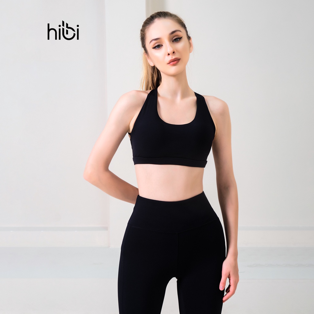 Set đồ tập yoga cho nữ Hibi Sports H101, áo bra thể thao 8 dây, quần lưng cao, kèm mút ngực