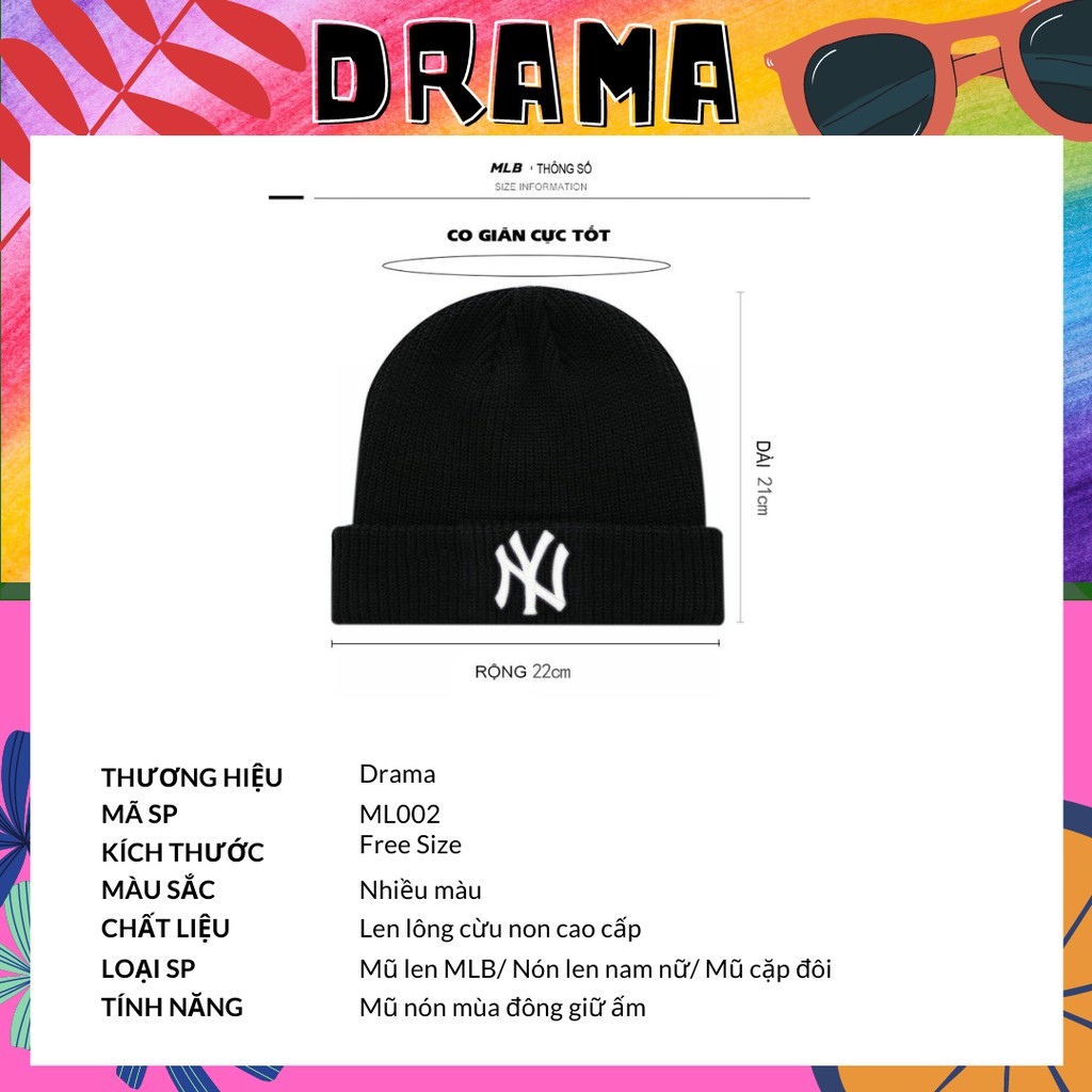 Mũ Len, Nón Len MLP Cao cấp Nam Nữ Phong cách Vintage Hàn Quốc năng động cá tính Quà tặng Cặp đôi PHỤ KIỆN DRAMA ML002