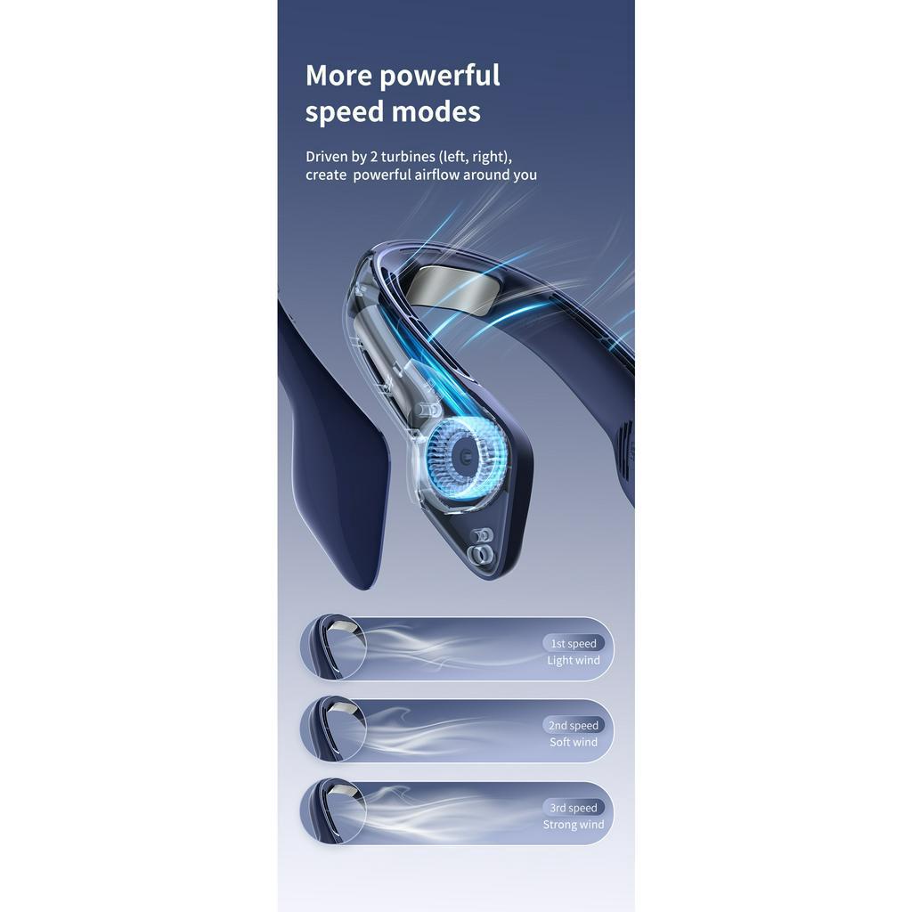 Quạt Làm Mát Đeo Cổ Không Cánh Quạt USB Cỡ Lớn Siêu Mát Tiện Dụng