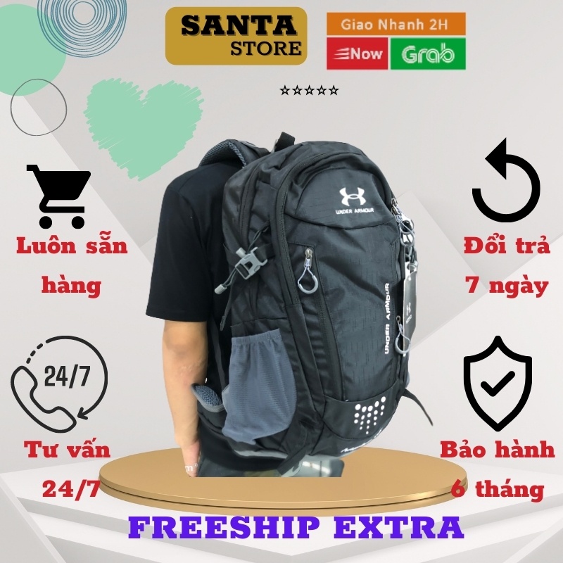 Balo nam thể thao du lịch thời trang cao cấp UA dung tích 40L SANTA STORE đi dã ngoại trekking, có ngăn đựng laptop