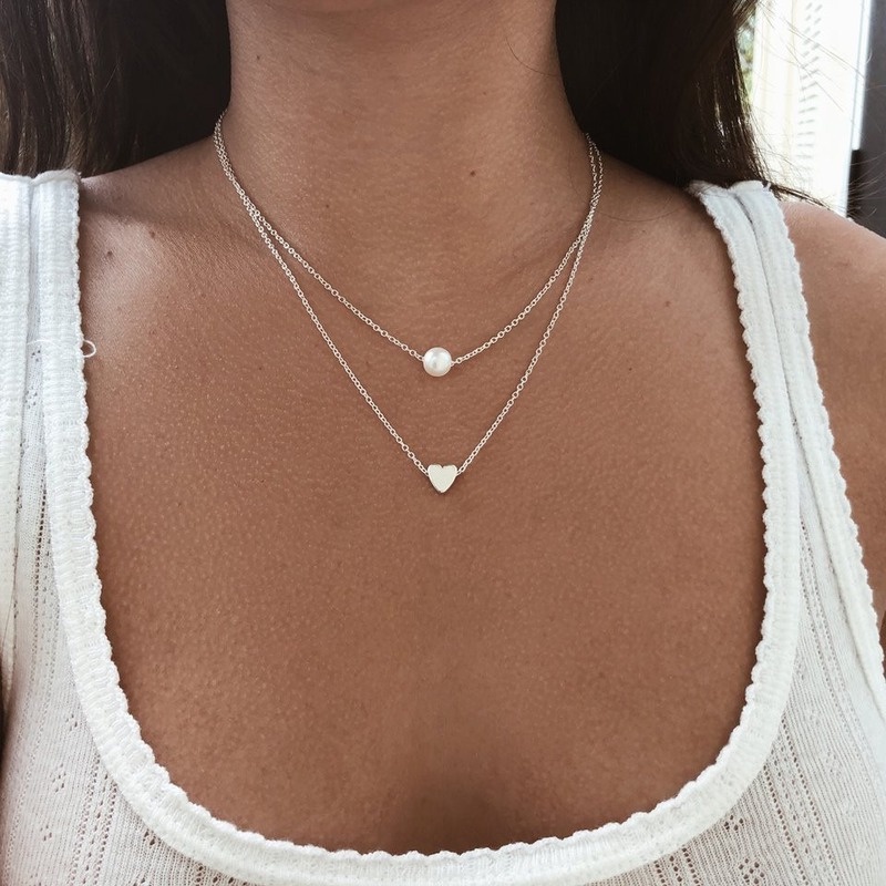 Vòng cổ Nhiều Tầng Đính Hạt Ngọc Trai Thời Trang