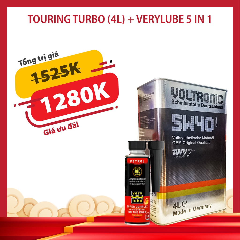 Dầu nhớt Voltronic 5w40 Fully Synthetic 4L + phụ gia Xado Verylube 5 in 1