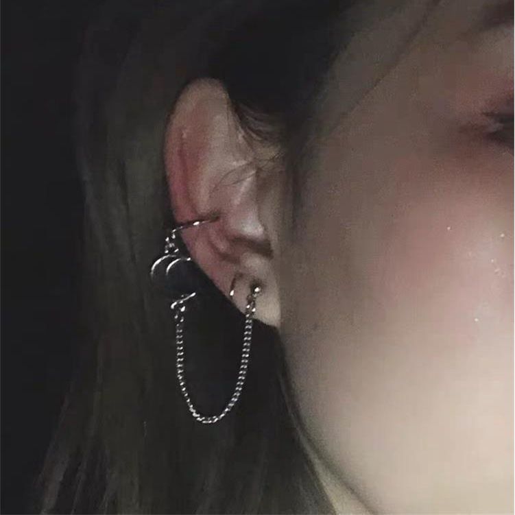 Khuyên Kẹp Vành Tai Hình Mặt Trăng Không Đối Xứng Phong Cách Harajuku
