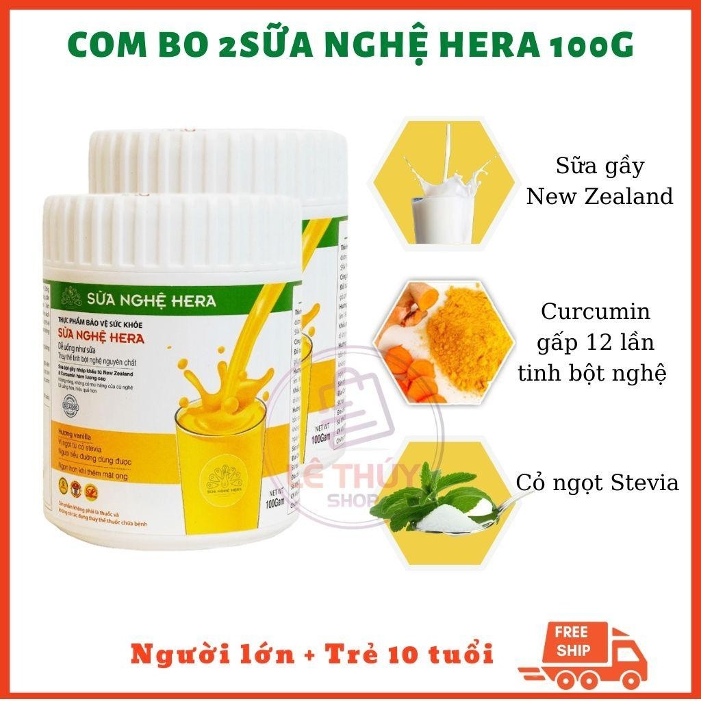 Sữa Nghệ HERA SN02 Hỗ Trợ Đau Dạ Dày - Làm Đẹp Da - Tốt Cho Mẹ Sau Sinh [CHÍNH HÃNG](2 HỘP 100GRAM)