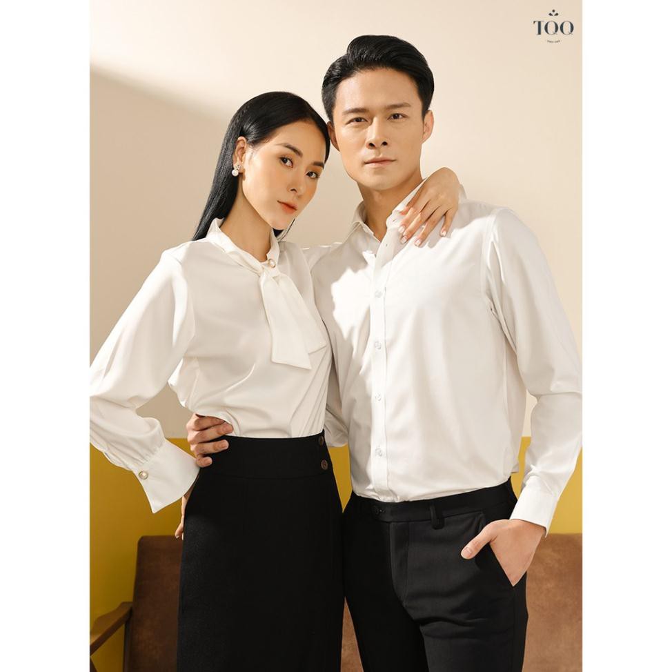 Áo sơ mi nam dài tay TQQ chất sồi màu trắng trơn M001CS | BigBuy360 - bigbuy360.vn