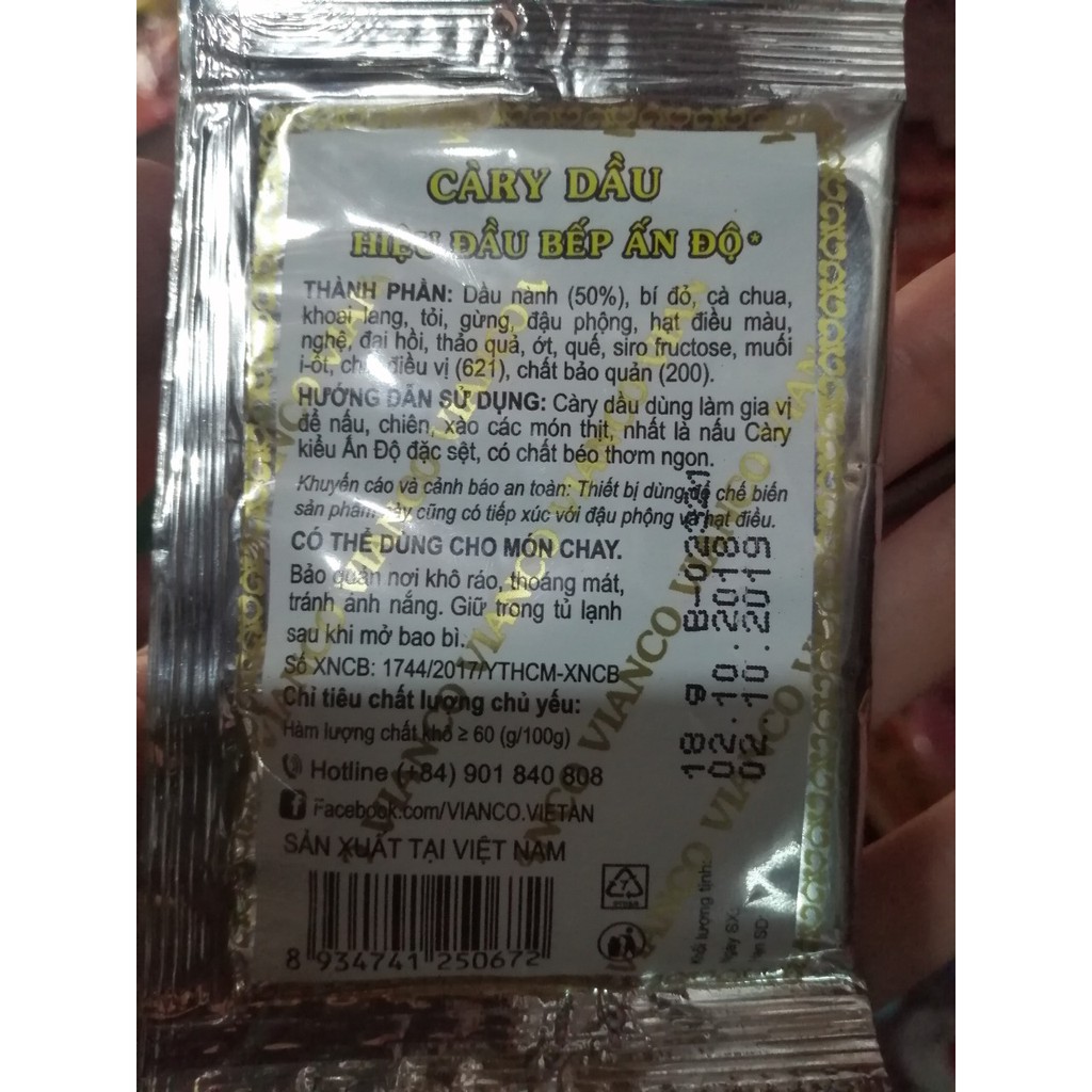 Combo 2 Gói Cari Dầu Việt Ấn 18gr gói Diện Mạo Mới