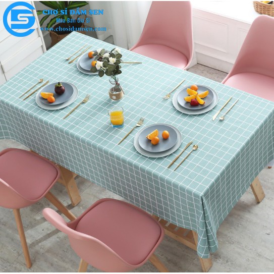 Khăn trải bàn kẻ caro vintage bằng nhựa PVC chống thấm nước, trang trí bàn ăn, Background chụp ảnh dễ thương