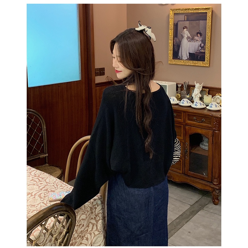 Set Áo Hai Dây + Áo Khoác Cardigan Dệt Kim Tay Dài Dáng Rộng Phong Cách Thời Trang Hàn Quốc