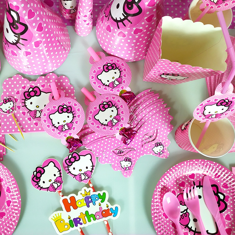 Hello Kitty Đĩa Giấy Trang Trí Tiệc Sinh Nhật Cho Bé