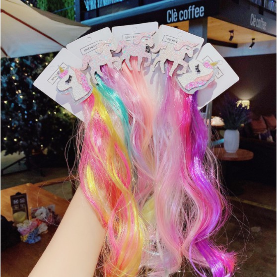 FOLLOW TẶNG 3KHÀNG CÓ SẴN  Kẹp tóc đính tóc giả hình nơ ngựa Pony kỳ lân đầy màu sắc CHỌN MẪUVOUCHER 100K