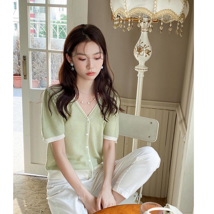 Áo Dệt Kim Ngắn Tay Thoáng Khí Thoải Mái Phong Cách Mới Xuân Hè 50914