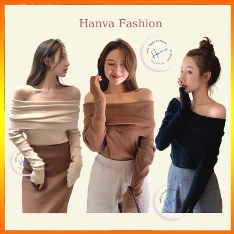 Áo trễ dài tay tôn dáng / Áo thun xốp bệt vai dáng ôm body