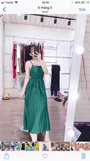 Váy bầu maxi đi biển 2s xếp li