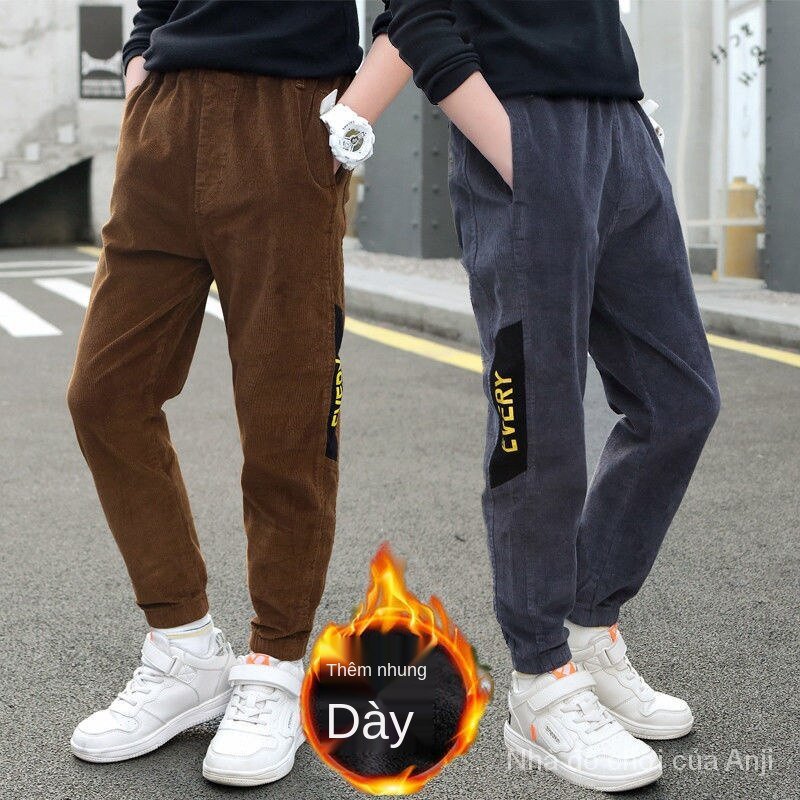 New Boys Fabric Pants ， Children Thick Velvet Pants ， Korean Sport Pants