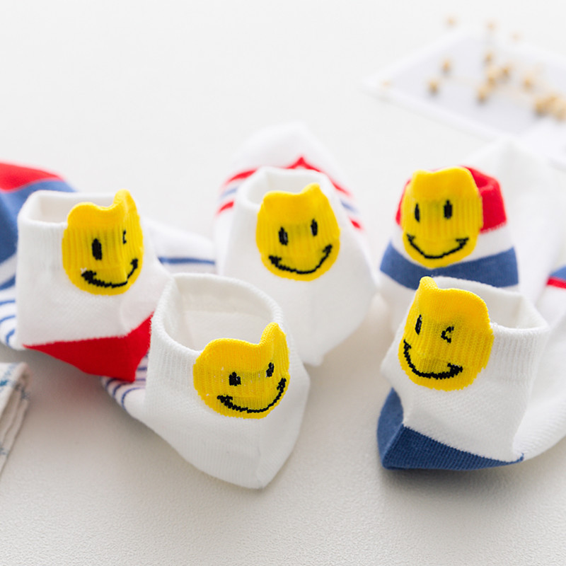 Bộ 5 Đôi Tất Luckycandy Hình Mặt Cười Dễ Thương Cho Bé