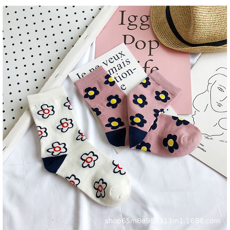 Vớ hoa CỔ CAO giữa bắp chân - dòng unisex có sẵn.