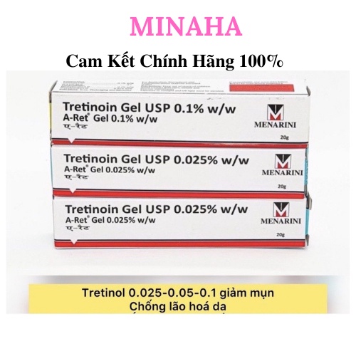 Tretinoin Aret Gel Usp 0.025%-0.05%-0.1% Gel giảm mụn, chống lão hóa [Chính hãng]