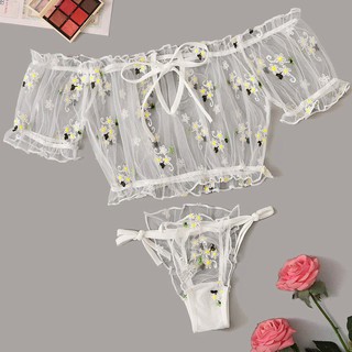 Set Đồ Lót Ren Thêu Hoa Quyến Rũ Cho Nữ