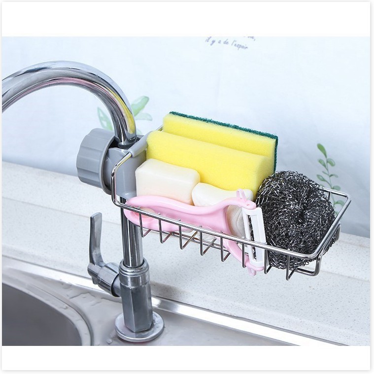 Đồ dùng nhà bếp  ⛔GIÁ SỈ⛔  Khay đựng miếng rửa chén tiện dụng, gắn ở vòi nước, dễ dàng sử dụng, khô ráo 7517