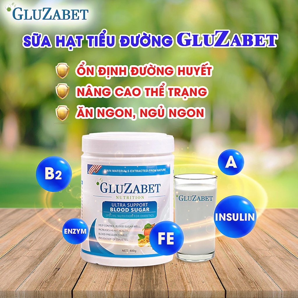 [Chính hãng] Sữa dinh dưỡng Gluzabet dành cho người tiểu đường - Combo 2 hộp (800g) tặng 1 hộp Gluzabet 400g