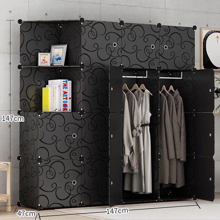 TỦ NHỰA LẮP RÁP 16 Ô ( GỒM 2 KỆ GÓC ) ĐỂ QUẦN ÁO ĐA NĂNG THÔNG MINH SIZE TO