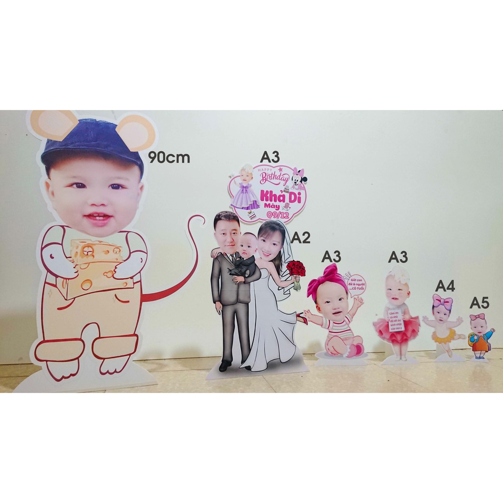 Chibi cỡ to 80cm - 90cm, thiết kế chibi  theo yêu cầu dùng trong trang trí tiệc sinh nhật, tiệc thôi nôi RTK008