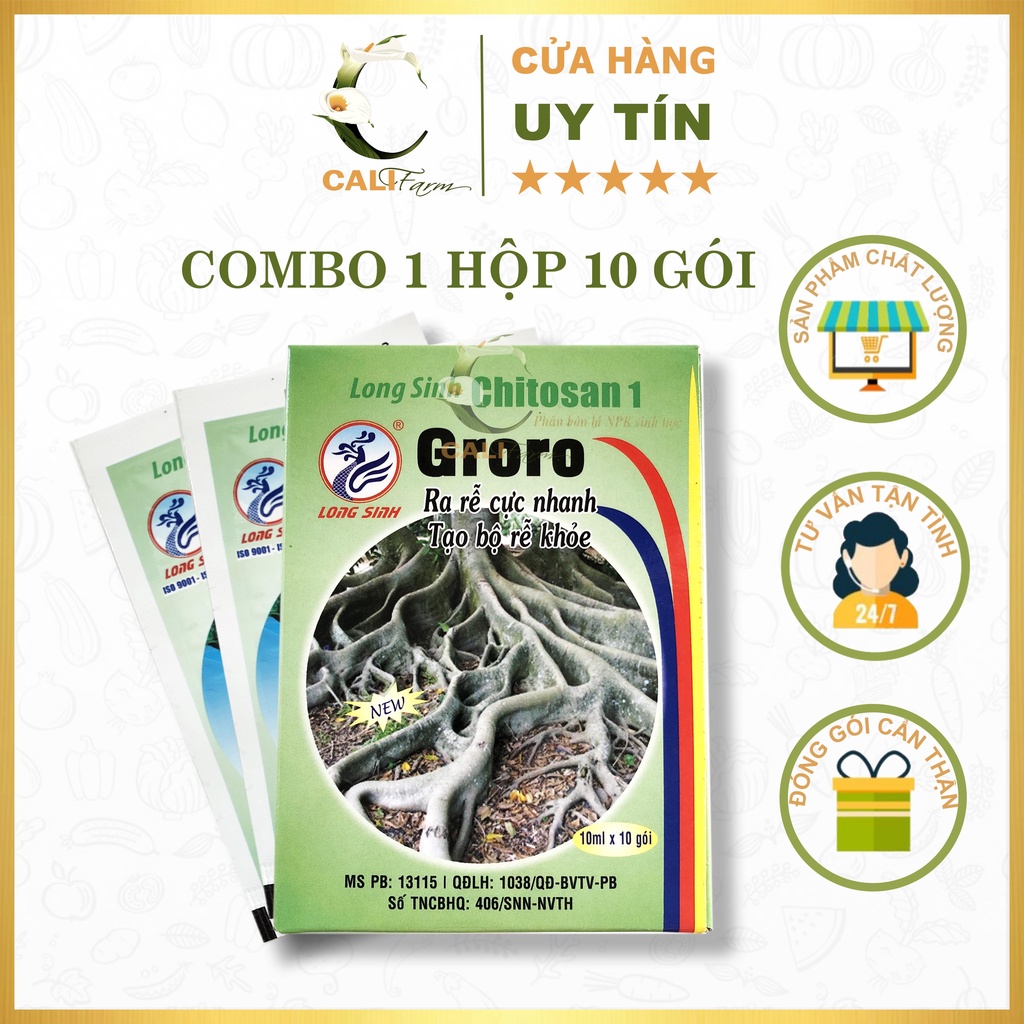 Hộp 10 gói Ra rễ cực mạnh Groro Long Sinh Chitosan 1