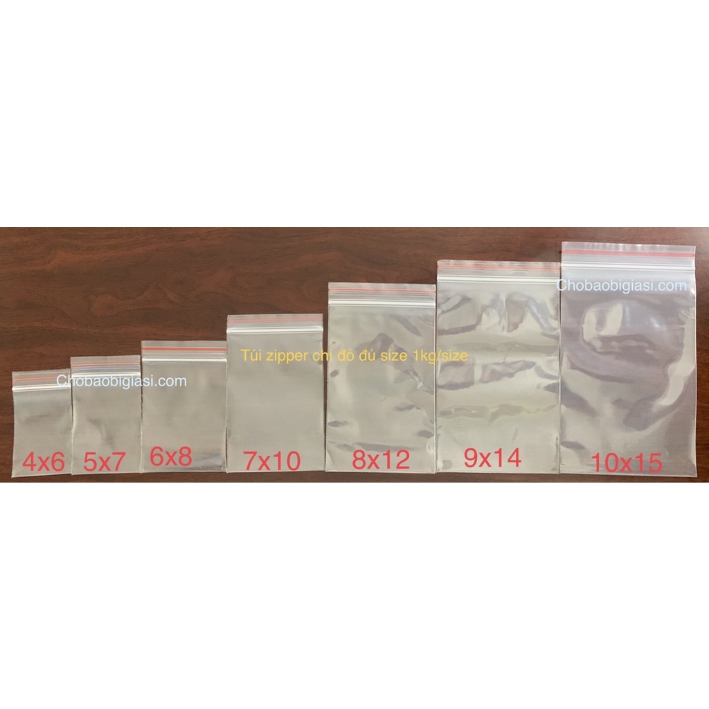 500g/size túi zipper chỉ đỏ, túi zip loại tốt, dày dặn, chắc chắn, chất lượng - giá tốt