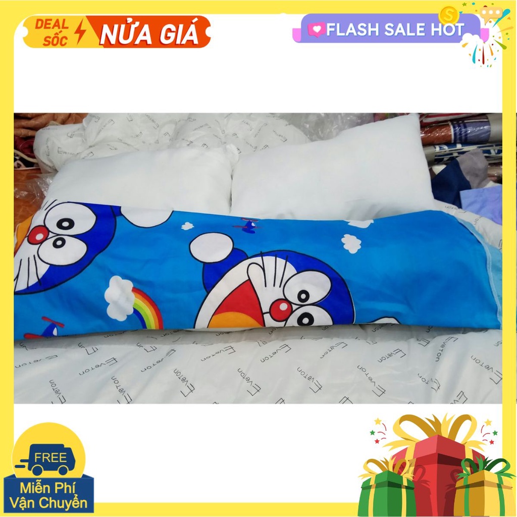 Vỏ gối ôm mẫu doremon cầu vồng