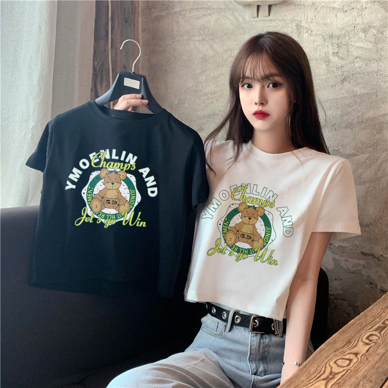 Áo Thun Crotop Form Rộng Unisex Tay Ngắn In Hình YMOENLIN AND Ulzzang Style Hàn Quốc TTT0189