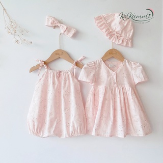Body chip cho bé gái thô hàn họa tiết hoa nhí hồng, body suit hai dây, body cộc tay BD007 Kakummi