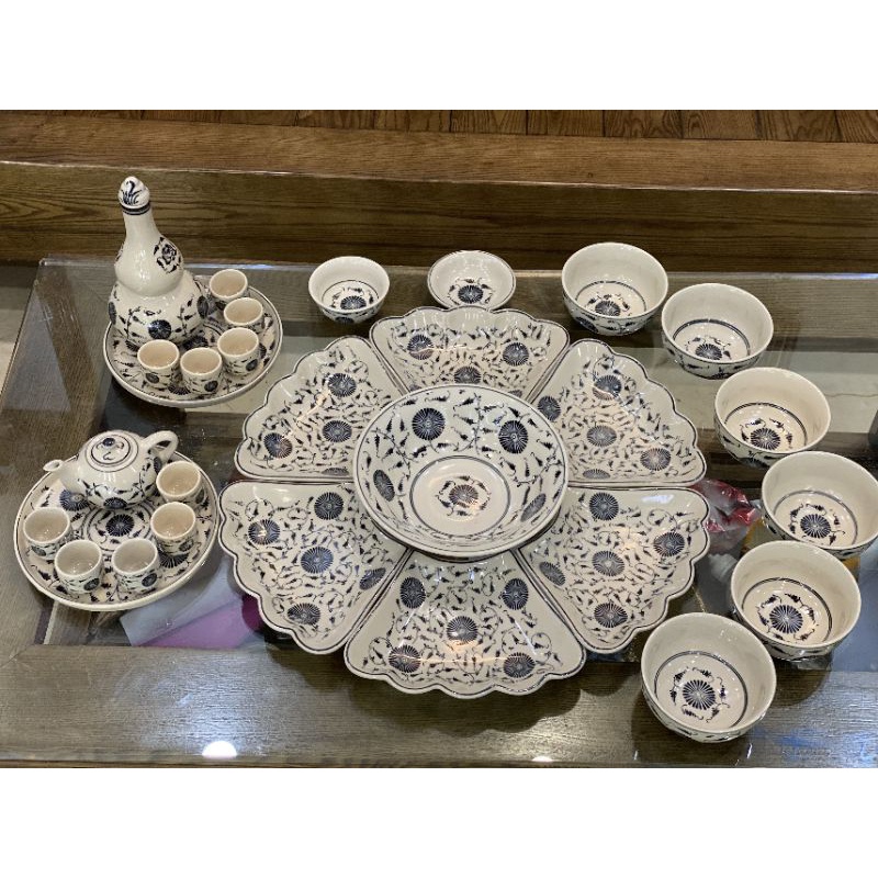 0Bộ Bát đĩa mặt trời ( Hoa Dây) Bát Tràng Cao Cấp Loai 1_Full Set Chén thờ cúng Gia Tiên