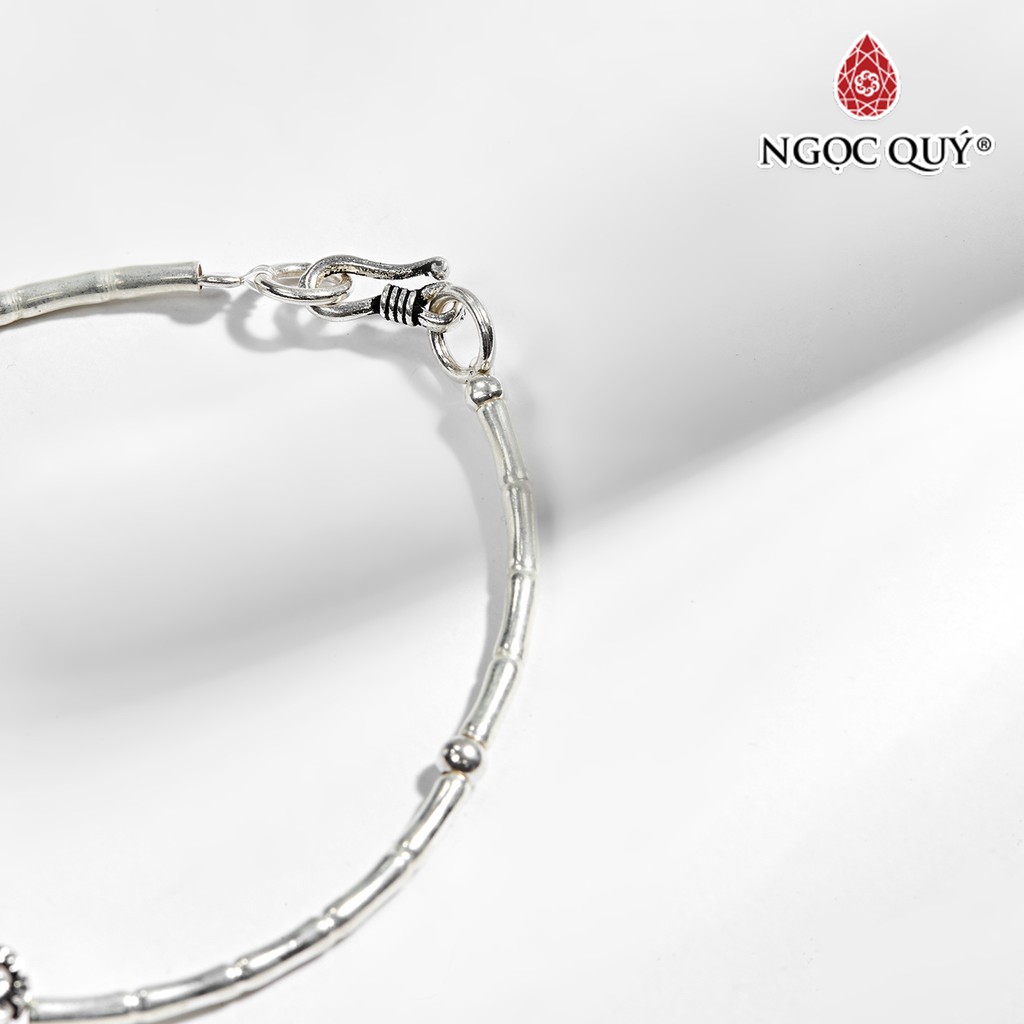 Vòng tay bạc 1 hạt TA tóc vàng phối charm bàn tay hamsa bạc - Ngọc Quý